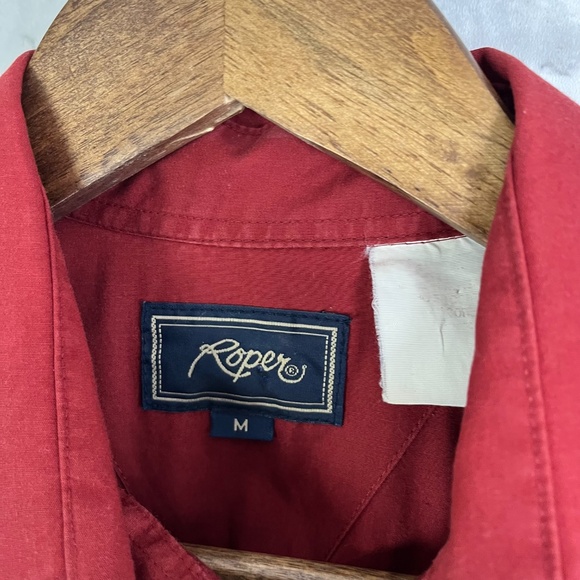 Roper Western Dark Red Double Pocket Long Sleeve Button Up Shirt Mens Medium - Picture 3 of 7